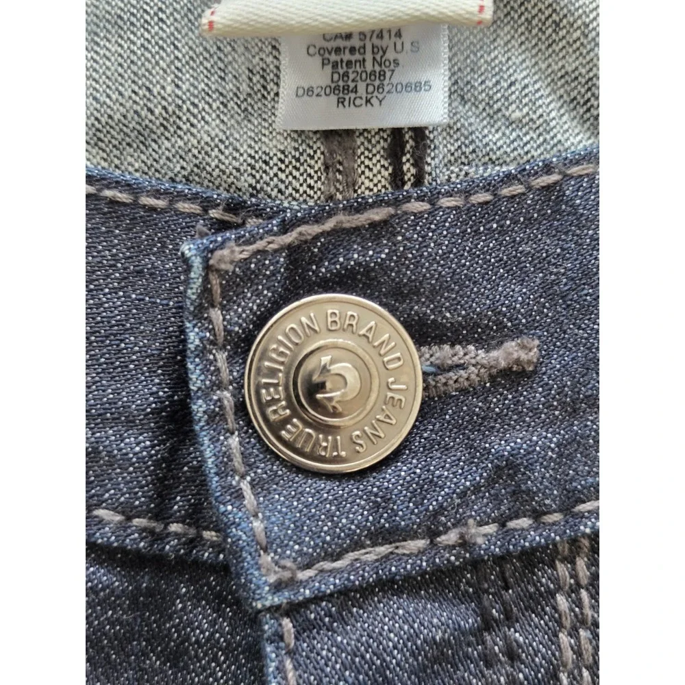 True Religion Ricky Big QT Jeans Men's 40 Medium Blue Thick Stitch Made in USA